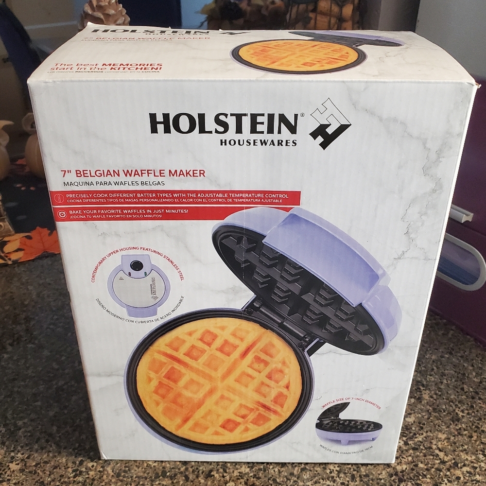 Holstein 7" Belgian Waffle Maker - Lavender